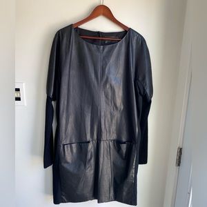 ANNETTE GORTZ Black Leather Dress Euro Size 44 US Large